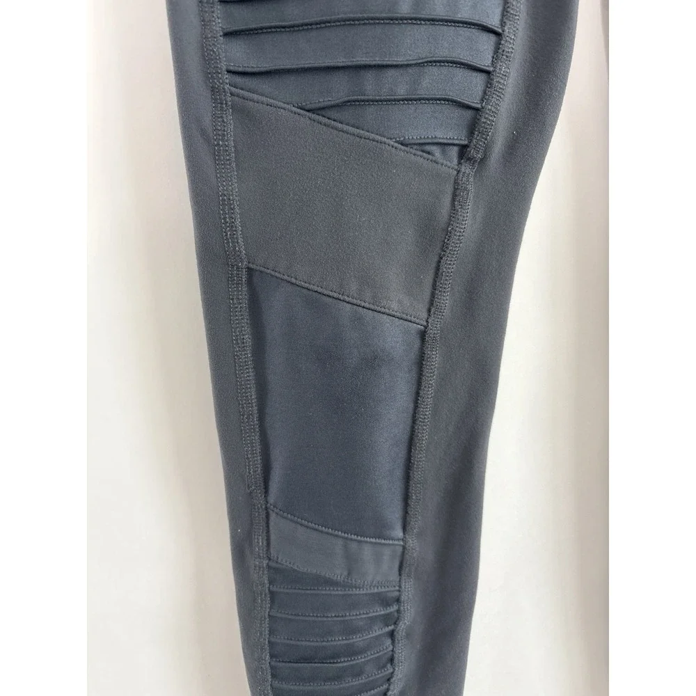 Alo Yoga Womens XS High Waist Moto Leggings Charcoal Gray Athleisure Gorpcore A1